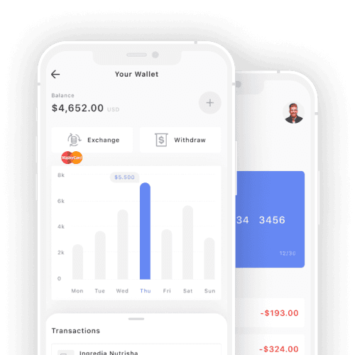 Mockup móvil con métricas